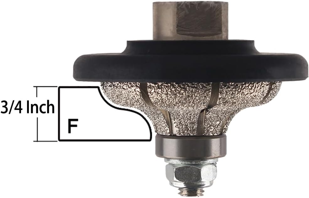 F20 Type Vacuum Brazed F Ogee-Bullnose Diamond Hand Profile Wheel Router Bit for Granite Edge with 5/8"-11 Thread (F20 (3/4"))…