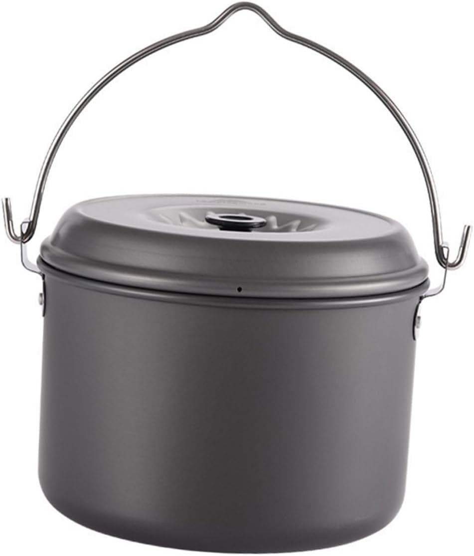 1Pc Portable Camping Pot with Folding Handle Lightweight Backpacking Cookware for People Non Stick Design for Outdoor Cooking and Camp Cooking Accessories
