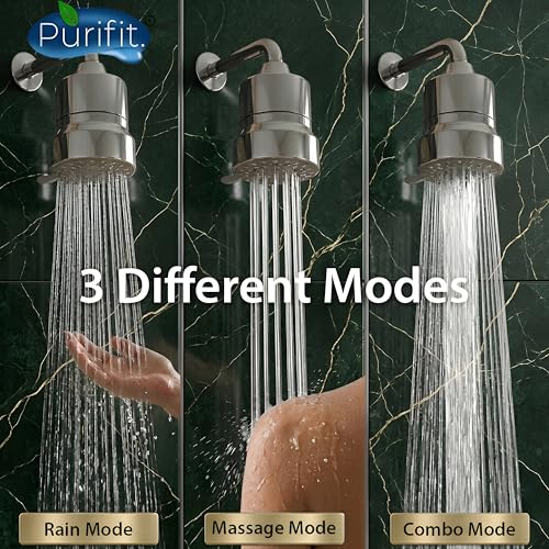 Image of Purifit Shower Filter For Bathroom with Shower Head | Water Softener for Bathroom, Multi-Flow Hard Water Softener For Shower with 3 Spray Modes, Helps Reduce Chlorine, Dry Skin & Hair Fall Concerns