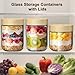 qiaomifeng 2 Pack 16oz Glass Jars with Bamboo Lids, Overnight Oats Containers with Airtight Lids, Storage Containers Wide Mouth Mason jars for Salad,Yogurt, Sugar, Snacks, Spices
