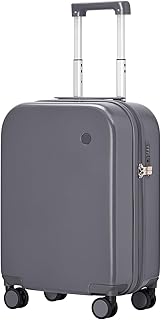 Carry on Luggage, 20'' Suitcase Spinner Wheels Luggage Hardshell Lightweight Rolling Suitcases PC with Cover & TSA Lock for Business Travel, Rock Gray