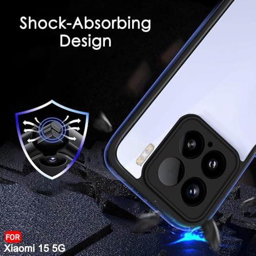 Image of KAPAVER Hybrid Clear Back Cover Case for XIAOMI 15 | Protective Shockproof Cleare Hard PC Soft Flexible Black TPU Cover