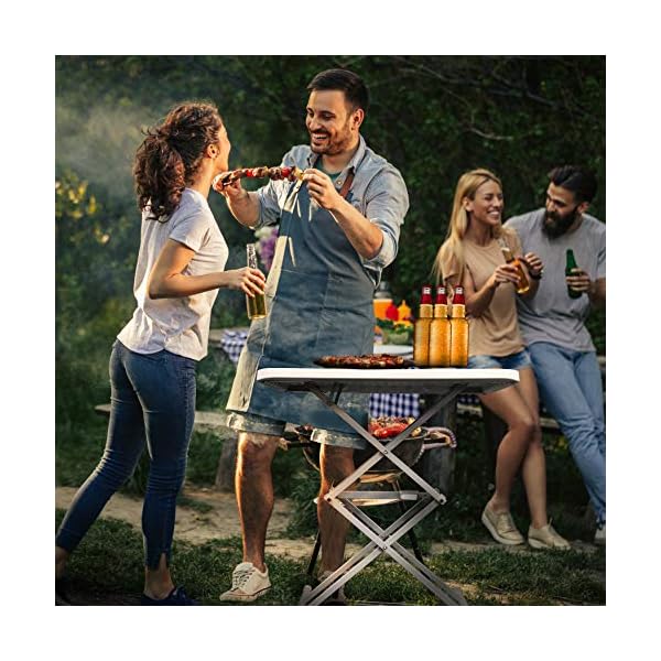 Soundance Folding Table TV Tray Small Eating Tables 25x17” with 4 Adjustable Heights Steel Legs Free-Installation Foldable Desk for Kids Sofa Bedside Patio Outdoor Indoor Camping Dinner Laptop, White - Image 8
