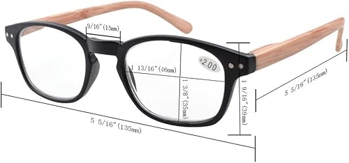 Miniatura 9 de Eyekepper Gafas de lectura con diseño de bambú, paquete de 5 unidades, incluye lentes de sol de lectura para mujeres y hombres, lentes de lectura +