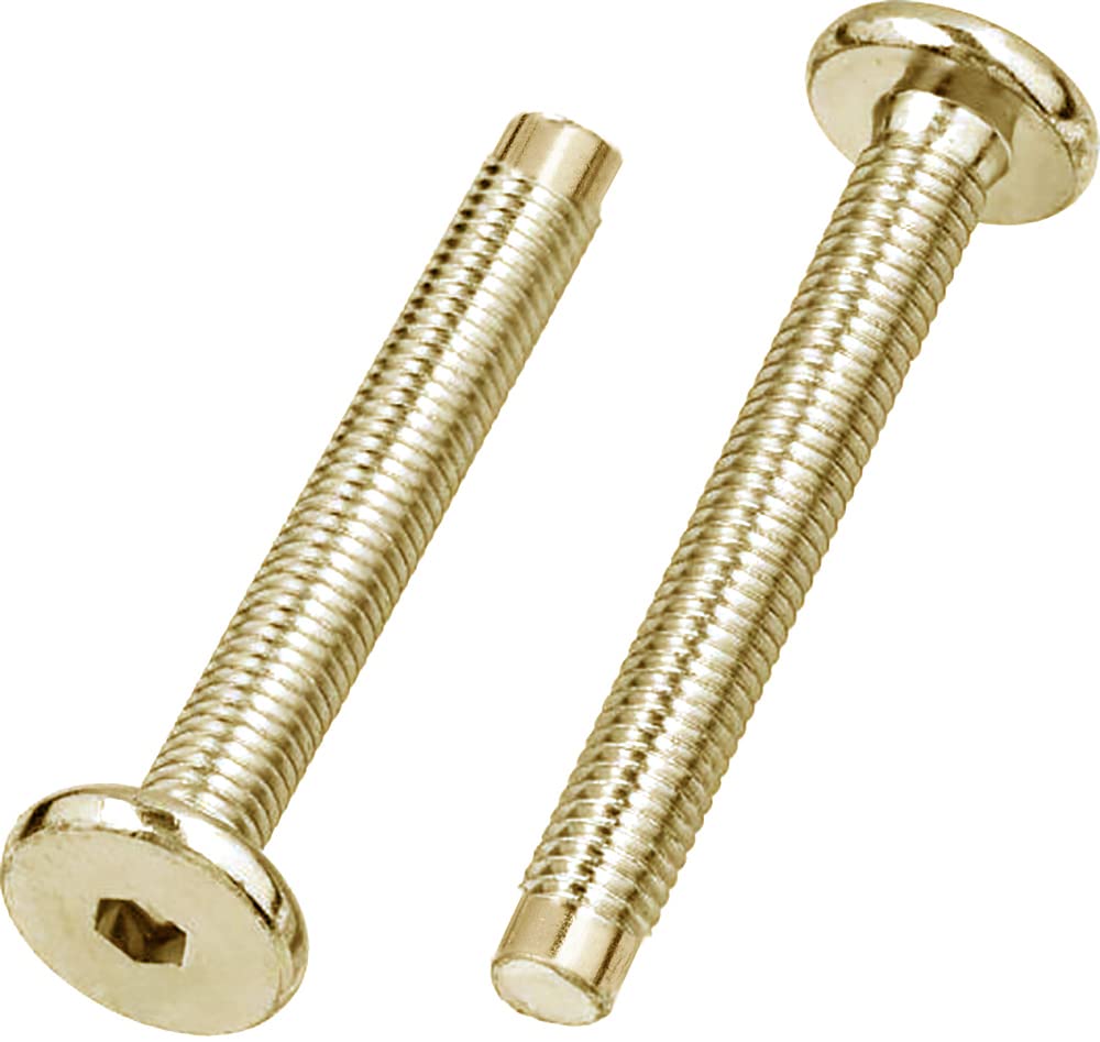 M6 (6mm x 45mm) Yellow Flat Head Furniture Screw Hex Drive Socket with Metric Thread Dogpoint Furniture Bolts for Furniture Cots Beds Crib and Chairs (Pack of 12)