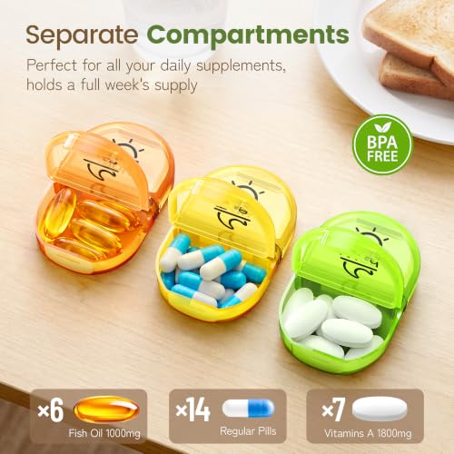 Image of Weekly Travel Pill Organizer 2 Times a Day AM PM Rainbow Pill Box