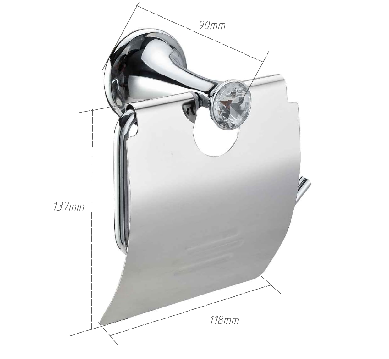 EagleWiz Diamond Toilet Tissue Roll Holder Crystal Chrome Finish Wall Mounted Paper Holder Bathroom Accessory With General Wall Fittings - Image 2