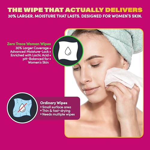 Image of Zero Trace Deodorant Wipes for Women - 15 Individually Wrapped, pH-Balanced Body Wipes with Lactic Acid - Jasmine, Orange & Lavender, Rose & Vanilla - Aluminum-Free Travel Wipe for Gym & On-the-Go