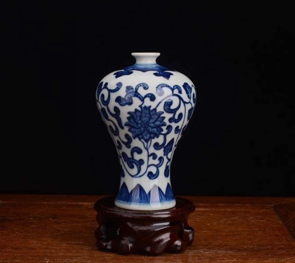 Vase Tabletop Blue and White Porcelain Vases Chinese and Mini Ceramic Flower Arrangement Container, or Table Top Ornaments Display