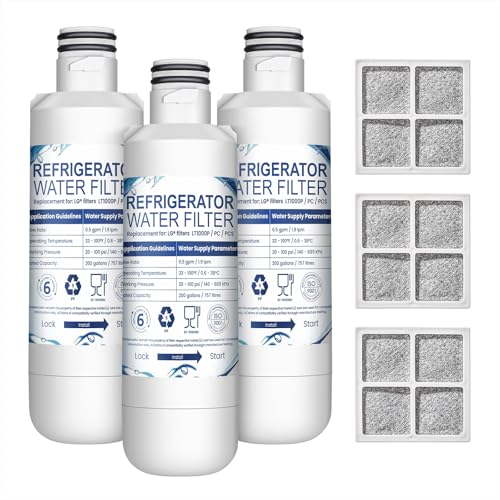 Mutital LT1000PC Water Filter & LT120F Air Filter Replacement for LG 3+3