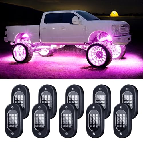 Honalia LED Rock Lights for Trucks 10 Pods, RGB Truck Rock Lights Kits with App Control for ATV UTV RZR