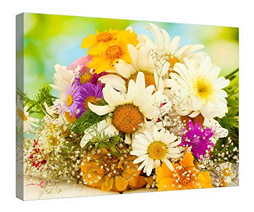 Toile bouquet de fleurs cadre bois 40x50 cm pour salon chaleureux