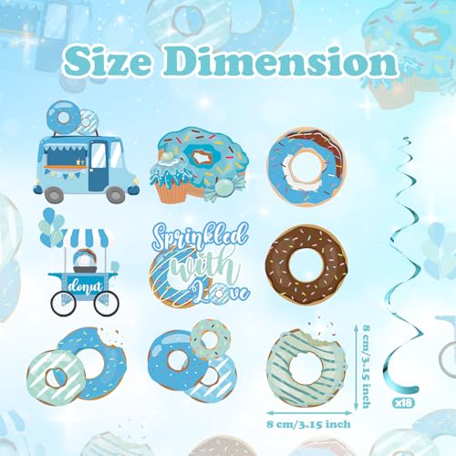Image of 36 Pcs Baby Sprinkle Decorations for Boy Blue Donut Baby Shower Decorations Hanging Swirl for Boy Sprinkle Birthday Party Supplies