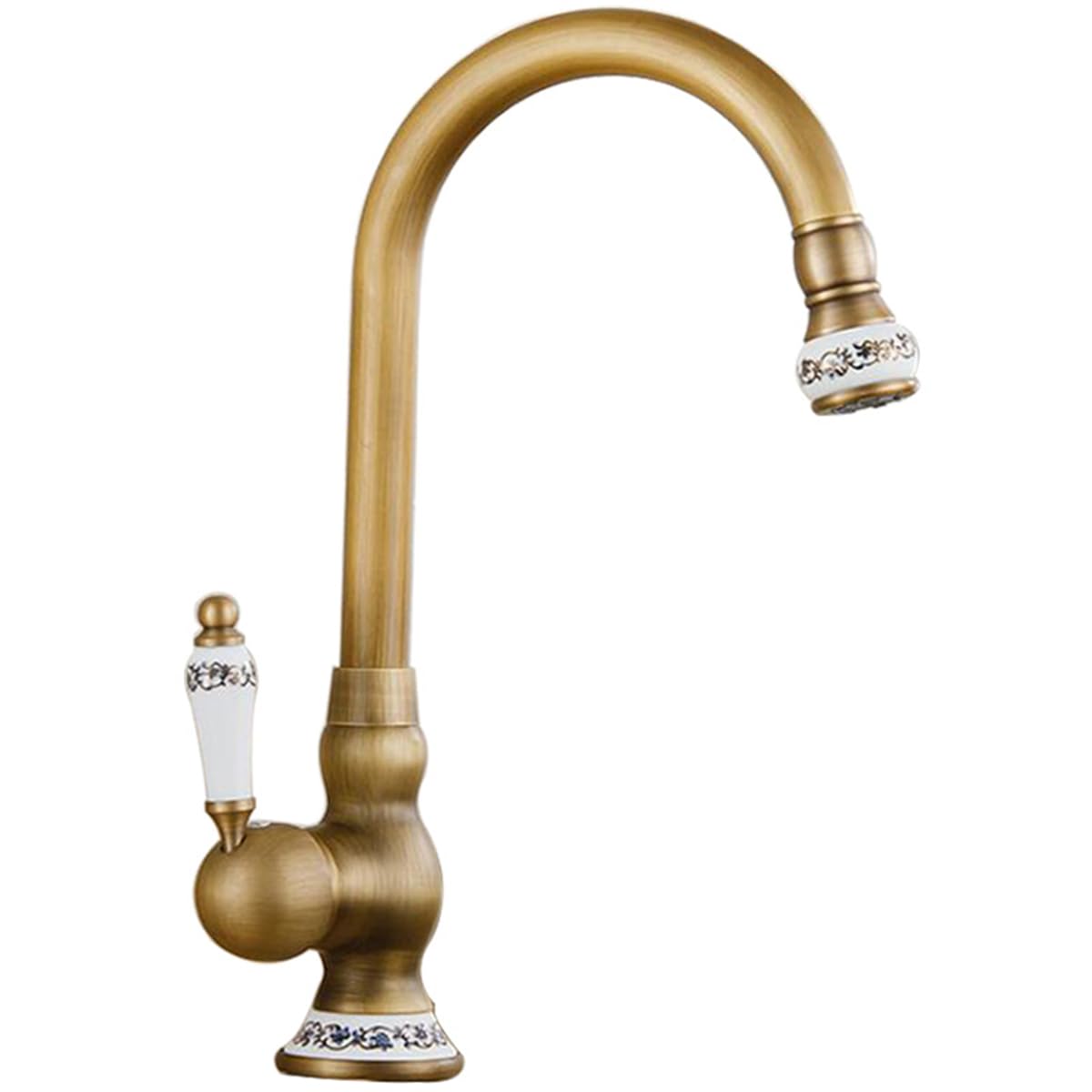 Rubinetto lavabo,Miscelatore per lavabo da bagno retrò,Rubinetto da cucina, 360° rubinetto girevole in ottone antico,monocomando in ceramica, rubinetteria per acqua calda e fredda