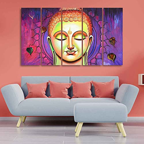 Image of VIBECRAFTS Spiritual Buddha Meditating Wall Painting Five Pieces For Home|Office|Living Room|Gift (PTVC5Pcs4 8594)