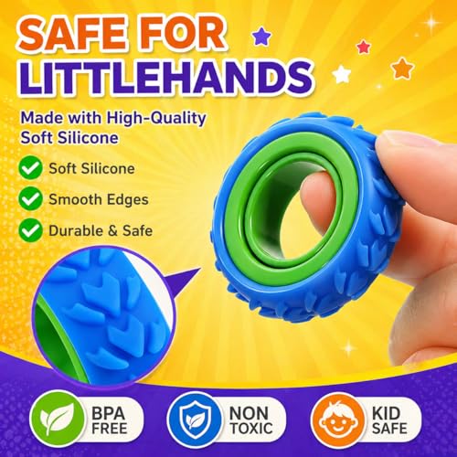 Fidget Rings for Kids, 12 Pack Rotating Finger Spinner Rings, Fidget Toys | Quiet Classroom Fidgets, Rotating Sensory Toys,Stress Relief Toys,Stocking Stuffers for Kids, Birthday Gifts and Party Favors - image 6