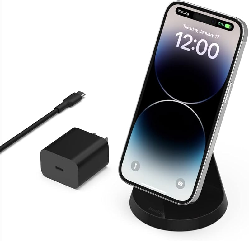 Magnetic Wireless Charger, (Power Supply Included) Wireless Charging Stand, Compatible with MagSafe for iPhone 12, 13, Pro, Pro Max, and Mini - Black