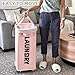 CHICVITA Slim Laundry Hamper with Wheels 75L, Collapsible Rolling Laundry Basket for Living Room, Pink Laundry Hamper for College Dorm