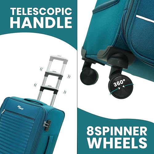 Image of Stripe On Expandable Trolley Bag | Anti-Theft Zipper & TSA Type Lock | | Expandable & Anti-Theft, 360 Dual Spinner Wheels, Aviation Grade Aluminium Handle, Durable Twill Material