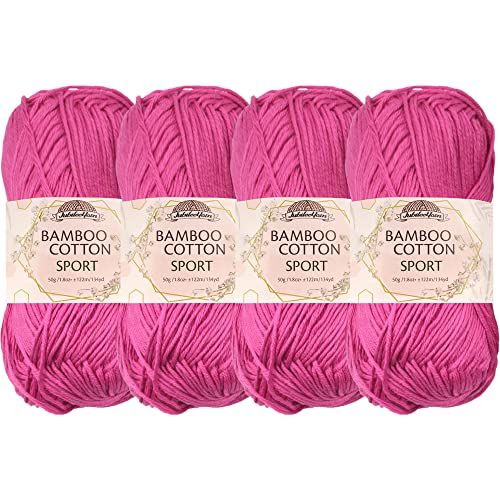 JubileeYarn Bamboo Cotton Sport 4 Ply Yarn - 50g/Skein - Vermillion City - 4 Skeins, 402 Vermillion City