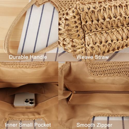 Bolso de playa tejido de paja para mujer verano miniatura 3