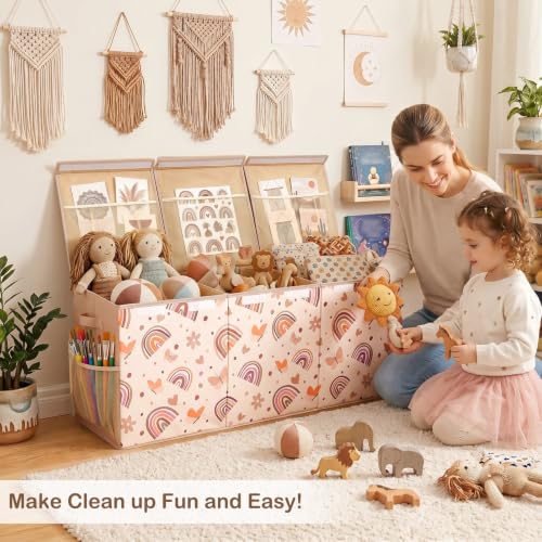 Image of Toy Box with Adjustable Divider Large Toy Chest Storage for Nursery Kidroom