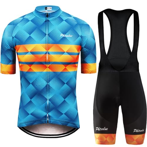 Image of Cycling Kits for Men Cycling Jersey Set Uniform Clothes Bike Bicycle Shirt+3D Gel Pad Cushion Bibs Shorts