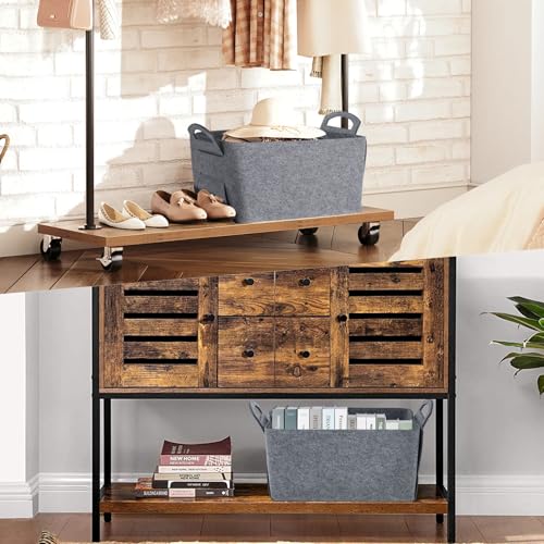 Cesta de almacenamiento de fieltro gris oscuro con asas suaves y diseño elegante 4