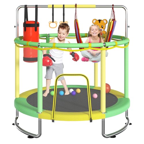 55 Kids Trampoline Ages 6+ Indoor & Outdoor Use with Safety Net Yellow