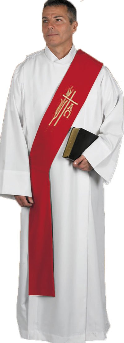 Living Grace Men's Red Alpha/Omega Wheat Deacon Stole