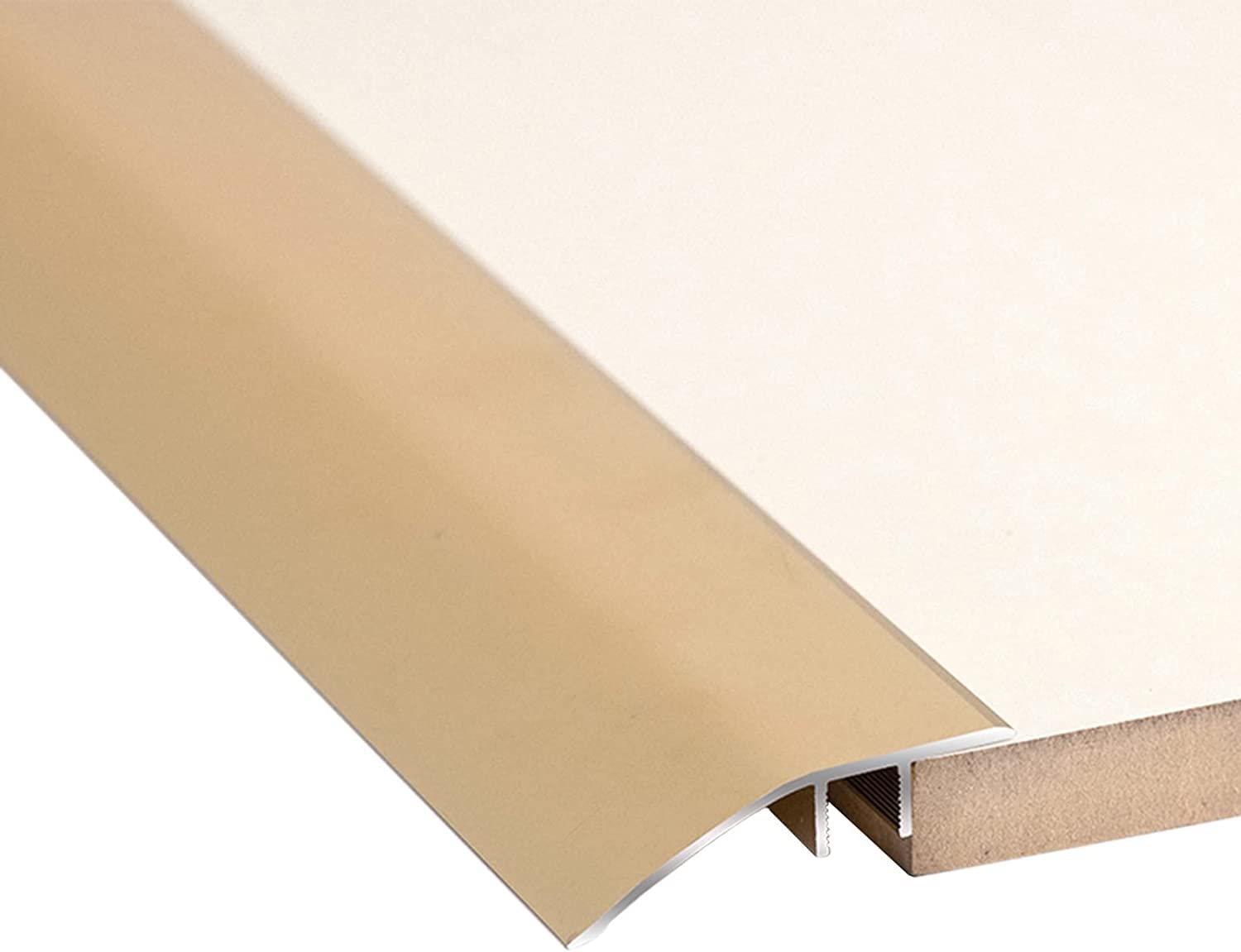 Bande de transition de sol pour entree de piece et jonction de parquet couleur or titane