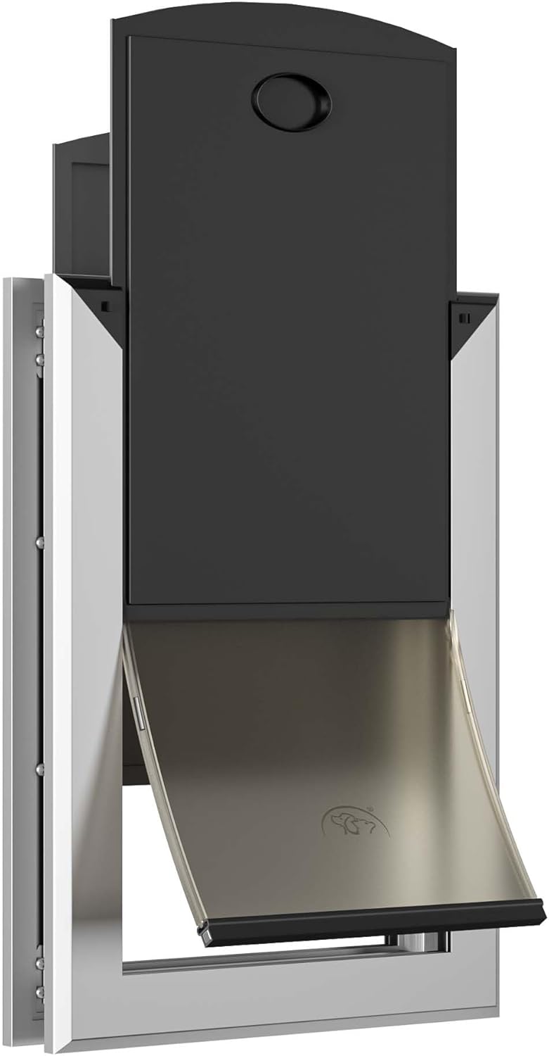 MAVRICFLEX Heavy Duty Doggy Door with Double Sliding Lock Panel, Energy Efficient Rugged Aluminum Large Dog Door, Easy Installation, Magnetic Flap Dog Door for Large Dogs Up to 40lbs Single-flap Medium