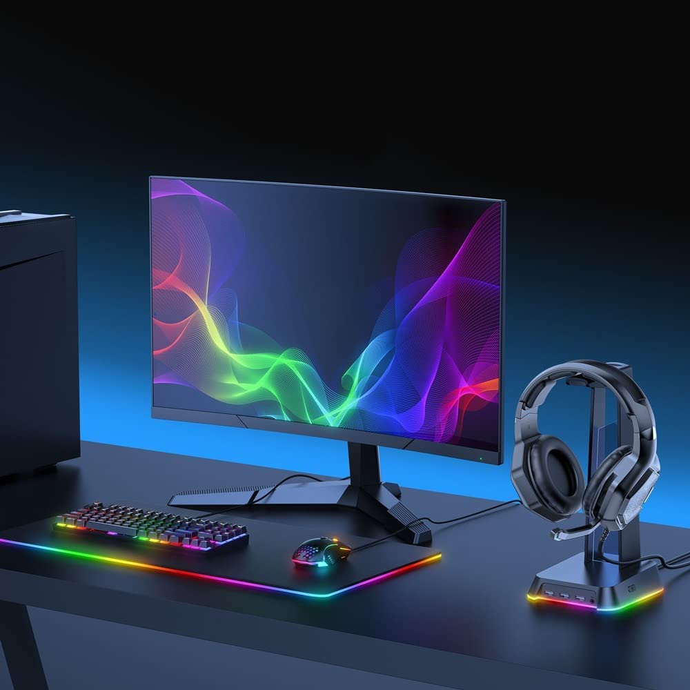 supporto per cuffie, Cuffie for computer da gioco RGB Supporto for display tavolo(Black)
