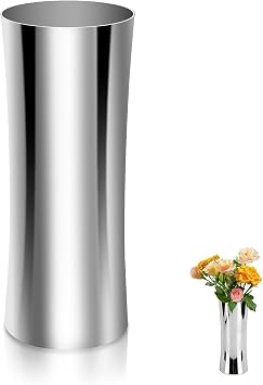 Tall Flower Vase, 304 Stainless Steel Waist Shaped Flower Arrangement Plant Vase for Dried Flowers, Floral Arrangements, Weddings, Office Decor