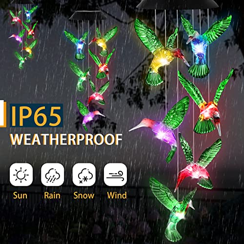 Ousenone Hummingbird Wind Chimes Outside Color Changing Solar Wind Chimes Light Hummingbird Garden Gifts For Mom Grandma Birthday Gifts For Women Unique Yard Decor (Green) #TOP1