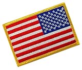 American Flag Embroidered Patch Reverse Gold Border w/ VELCRO Brand Fastener