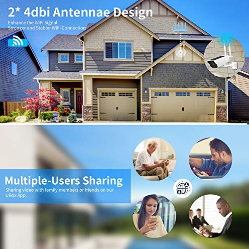 Wireless Outdoor Security Camera ∣1080P HD WiFi Solar Rechargeable Battery Power,2 Way Audio Night Vision IP67 Waterproof, PIR Motion Detection Remote View, 4-64GB TF Card/Secure Cloud(Two Battery)