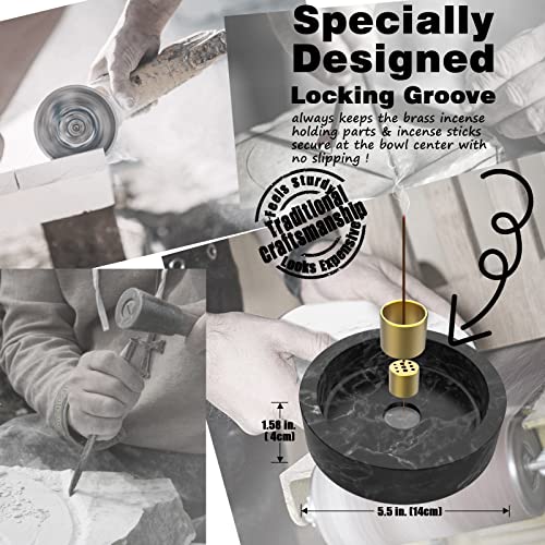 Incense Holder For Sticks - Sage Smudge Kit Incense Burner Holder 2023 Upgraded Natural Marble Backflow Incense Burner For Palo Santo White Sage Bundle With Incense Sticks As Gift (Black Gray) #TOP2