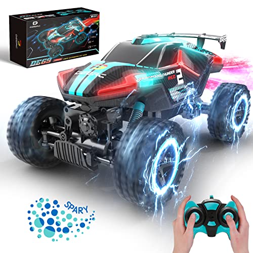Deerc De69 Remote Control Truck With Spray And Light, 5 Led Light Modes, Dual Motors Off Road Rc Car, 4Wd Rock Crawler, Spray Water Mist, 35+ Min Play, Toy Vehicle For Boys Girls And Adults #TOP8