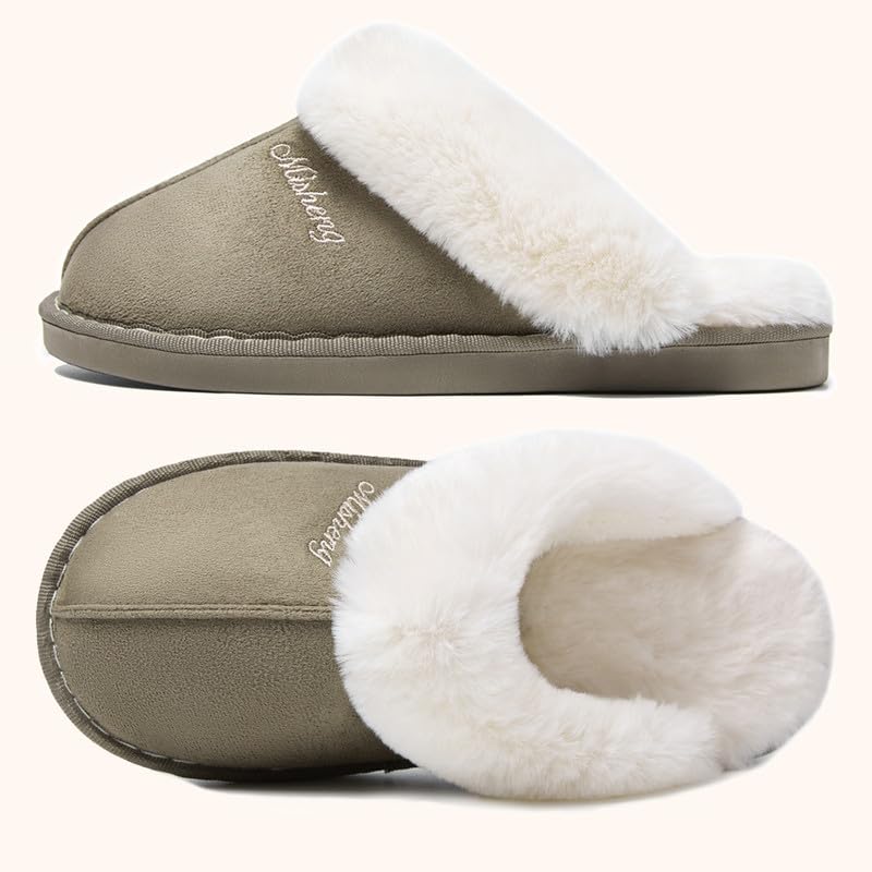 Misolin Pantofole Scamosciate da Donna Uomo Invernali Interne Ciabatte Casa Morbida Autunno Inverno Memoria Schiuma Pavimento Indoor Outdoor