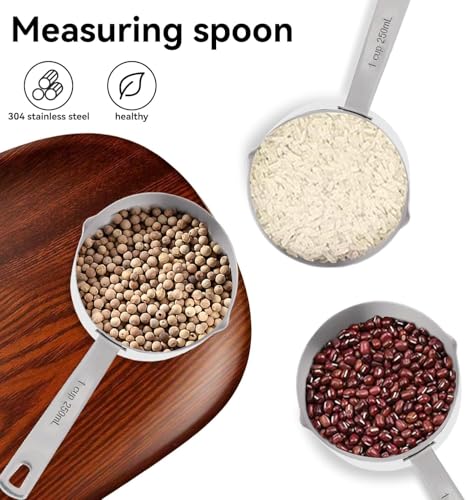 Stainless Steel Measuring Cup Square Handle Measuring Spoon with Scale Multifunctional Measuring Cup High-End Sturdy Portable Kitchen Measuring Tool(1cup250ml) - Image 3