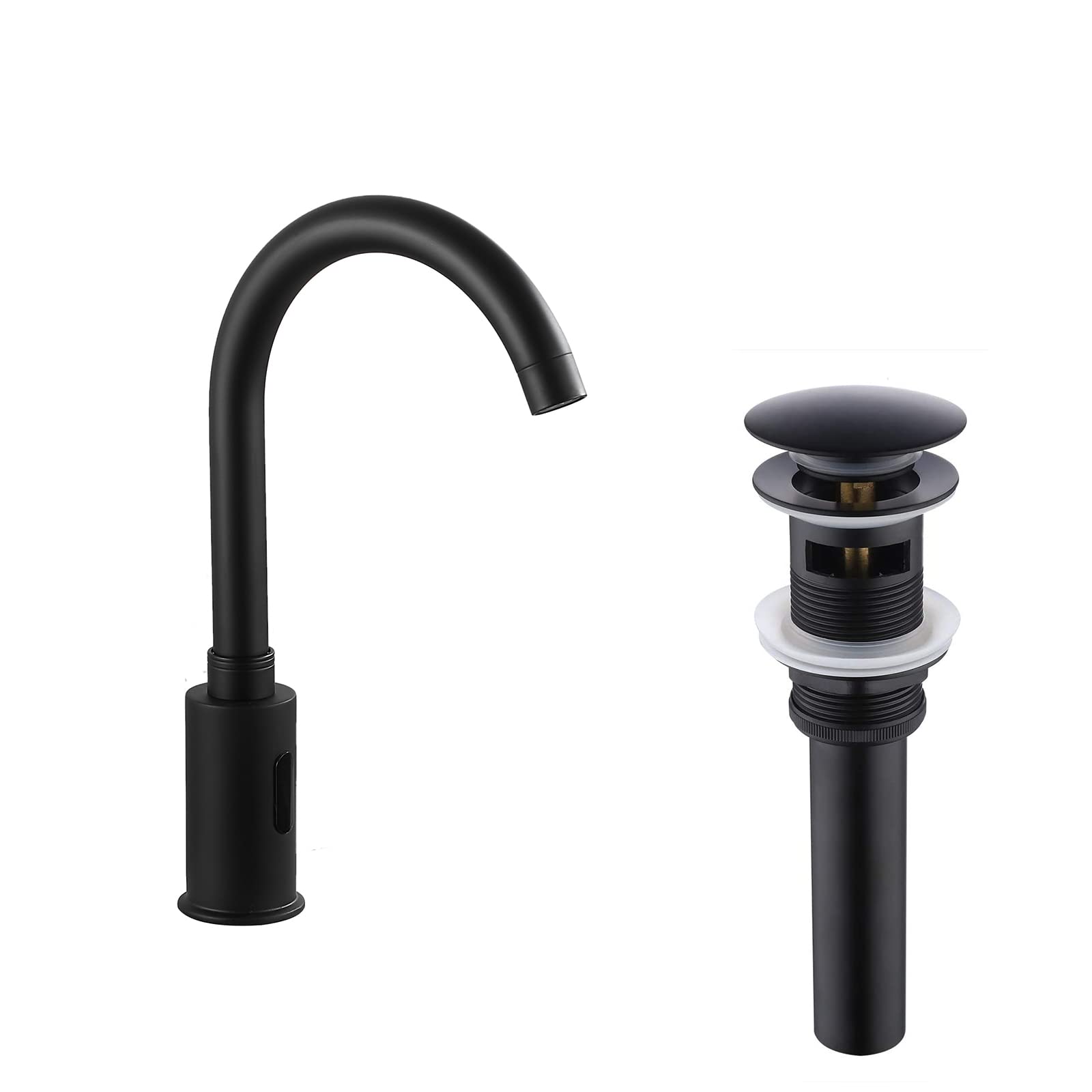 Nfusrxmbk Black Automatic Faucet Touchless Kitchen Faucet Touch- Electric Motion Sensor Bathroom Sink Drain Strainer With Overflow Vanity Sink Pop Up Drain Stopper