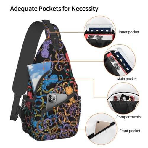 Octopus Sling Backpack Chest Bag Crossbody Shoulder Bag Gym Cycling Travel Hiking Daypack For Men Women4
