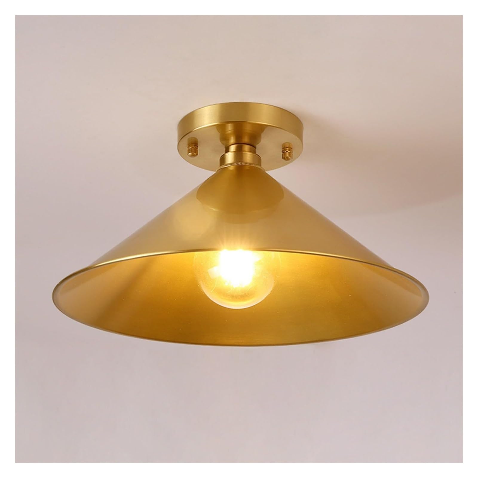 TONFON Cone Flush Mount Ceiling Lamp Brass American Style Ceiling Light Farmhouse Lighting Ceiling Light Fixture for Hallway Balcony Entryway Foyer Stairwell Aisle Loft Restaurant