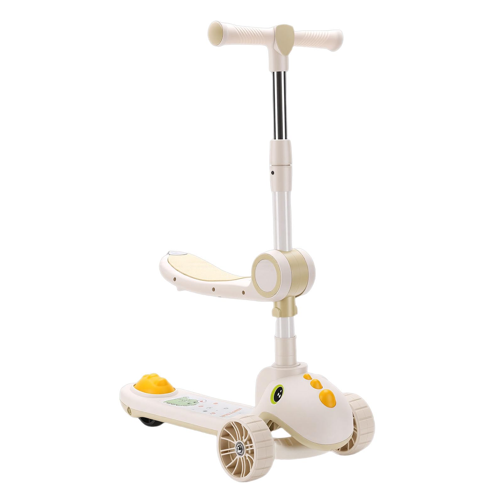 Patinete para Niños, Patinete Plegable con Luz LED de 3 Ruedas y Asiento Desmontable, para Niños de 2 a 12 Años