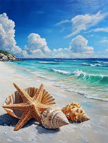 Diamond Painting Plage 40x50cm : Kit Broderie Diamant Adulte Coquille 5D