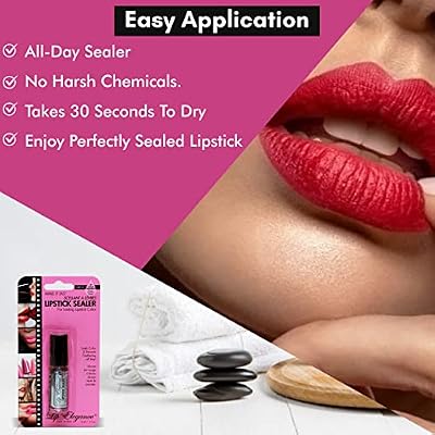 Lip Elegance Lipstick Sealer - Long Lasting Lipstick Sealer with Brush Applicator - Waterproof, Smudge Proof, Oilproof - All Day Liplock Effect 0.17 Fl Oz