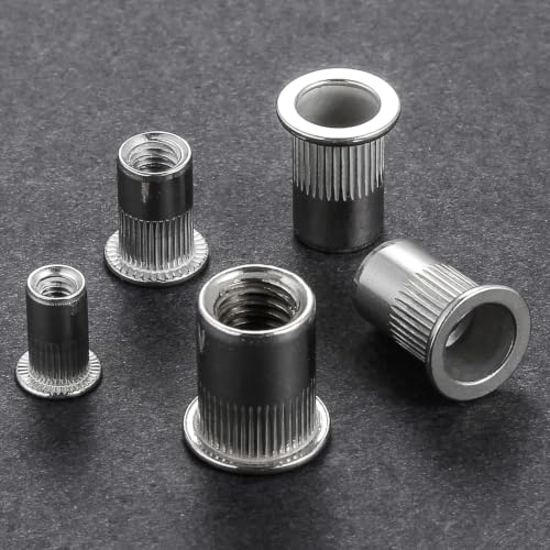 Image of Epi-Torque Stainless Steel 304 Grade Flat Head Threaded Insert Rivet Nut Assortment Kit (M3 M4 M5 M6 M8 M10) with Storage Box - 101 Pieces