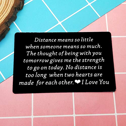 Engraved Wallet Inserts Card,Long Distance Couples Gift for Boyfriend,Long Distance Gift,Metal Wallet Love Note Card for Him Her,Military Deployment Gift for Husband Christmas Birthday Gift for Men3