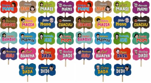 Image of Rozi Decoration Unique Photobooth Props Baby Shower Decorations Set of 18 Pcs Family Photo Booth Props for Baby Shower, Happy Birthday and More Event Decorations (Pack of 2)